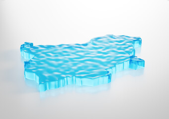 Fototapeta premium Water Ice Map of Bulgaria global warming melting glacier in deep blue water 3d illustration