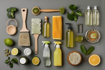 Top view of spa and cosmetics beauty products collection 