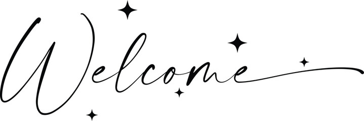Welcome text . Vector isolated illustration. Text welcome  letter.