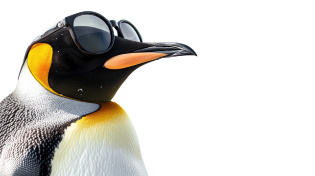 Penguin with sunglasses on a transparent background
