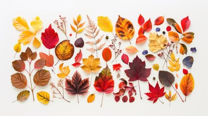Fototapeta premium Autumn Leaves Collage on White Background