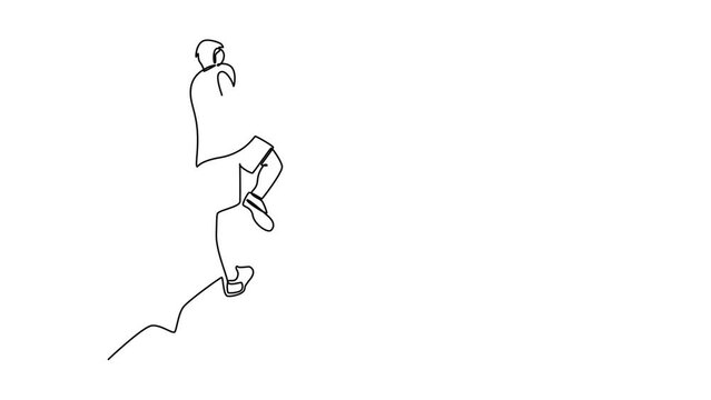 Earthquake safety concept. Single line draw design. Full length animation illustration. High quality 4k footage.