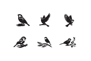 Sparrow silhouette vector illustration.