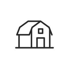 Farmhouse, linear style icon. A farmhouse. rural life and farming activities. Editable stroke width.