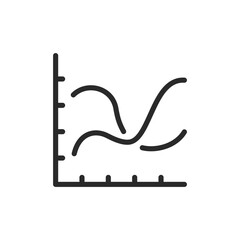 Line chart with markers, linear style icon. data points and trends. Editable stroke width