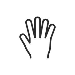 Hand with outstretched fingers, linear style icon. Editable stroke width