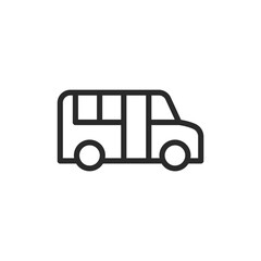 Minibus, linear style icon. small public transport vehicle. Editable stroke width.