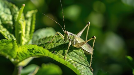Fototapeta premium An insect perched on a leaf