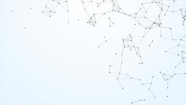 White corner plexus molecule connection background. Futuristic technology plexus corner background white. Seamless loop 
