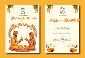 Indian wedding haldi ceremony invitation template 