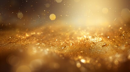 A photo of gold dust particles dancing in a beam of sunlight, creating a magical and mystical atmosphere.