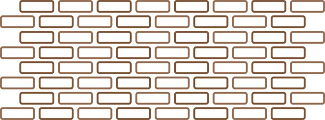 Brick wall vector illustration outline stroke. Transparent background.