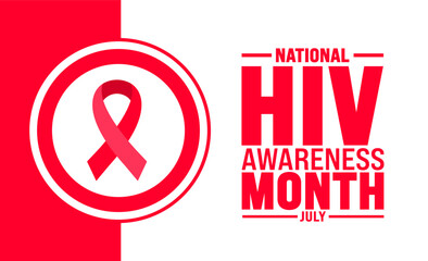 July is National HIV Awareness Month background template. Holiday concept. use to background, banner, placard, card, and poster design template with text inscription and standard color. vector
