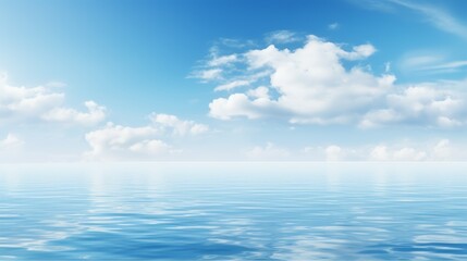 Naklejka premium blue sky reflected in a calm lake or ocean