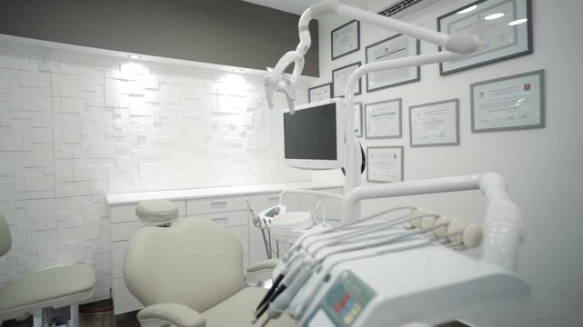 A dental chair on a dental clinic.