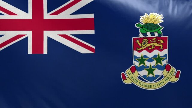 Cayman Islands flag. Cayman Island flag waving in the wind. Full screen, flat, cloth material texture. National Flag. Loopable. Looping. CGI graphic animation HD
