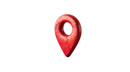 Red location pin on transparent background