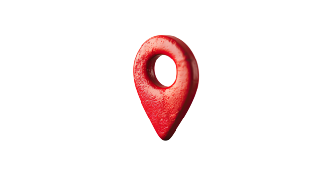 Red location pin on transparent background