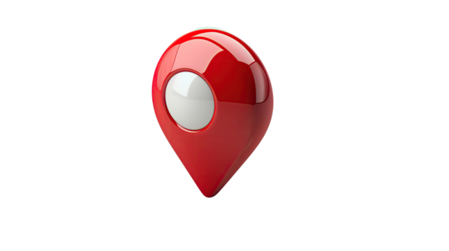Red location pin on transparent background