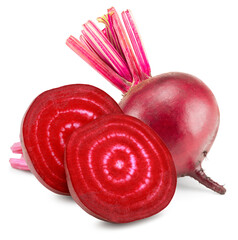 sliced beetroot isolated on white background. clipping path