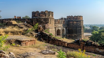 Ruins of Ancient Fort Under Blue Sky