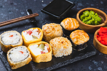 sushi on a serving board