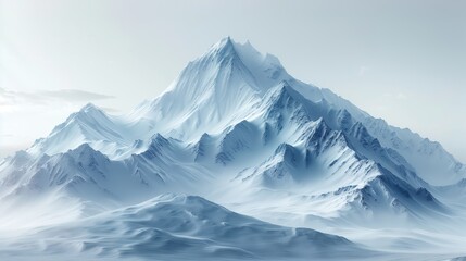 Obraz premium Snowy Mountain Peak In A Foggy Landscape