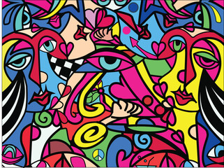 pattern, art, vector, illustration, seamless, design, graffiti, decoration, colorful, texture, color, wallpaper, painting, drawing, cartoon, flower, nature, backgrounds, decor, wall, street