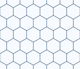 Geometric pattern. Dark Blue color on matching background. Simple hexagon grid. Large hexagon shapes. Seamless pattern. Tileable vector illustration.