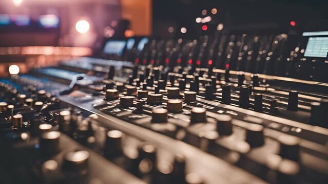 sound mixer board in a music studio