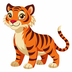 vector illustratio of tiger cartoon isolated