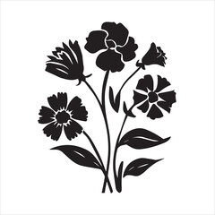 Clean botanical drawing with a fashionable tiny tattoo flower design - Vector illustration