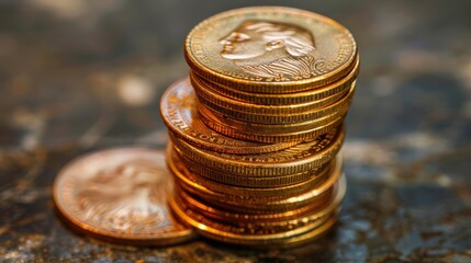 Close up stack of gold coin