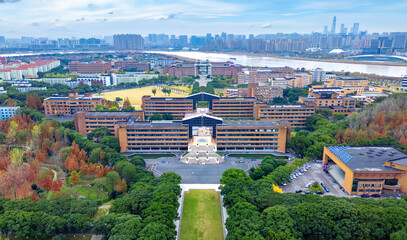 An aerial view of Ningbo University in Zhejiang Province, China