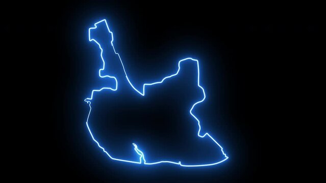 map of Williamsburg in Virginia with a blue glowing neon effect