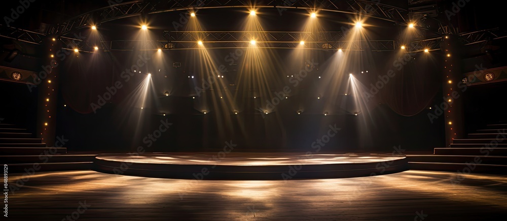 Wall mural Stage illuminated by lights with available copy space image