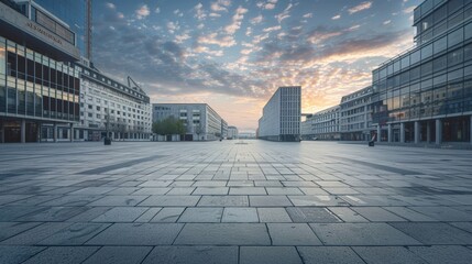 Fototapeta premium Empty foreground square and city buildings background