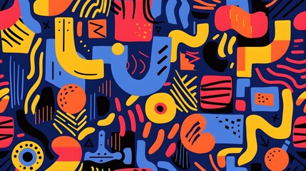 Funky Colorful Abstract Pattern with Striking Geometric Shapes