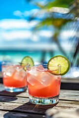 Obraz premium Drinks on a tropical beach