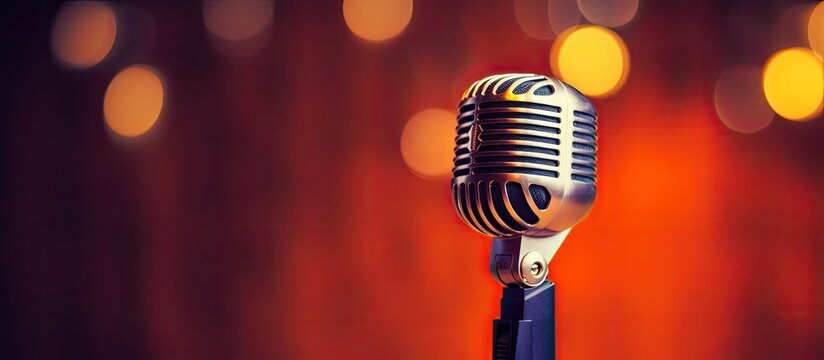 Close up of a microphone with copy space image for an open mic event