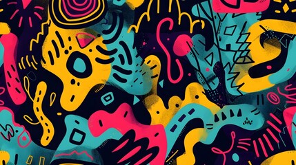 Vibrant and Energetic Abstract Shapes in Bold Colorful Patterns