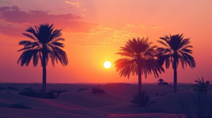 Vibrant Arabian Sunset Nature Serene Beauty