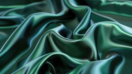 Obraz premium A description of satin green fabric weave with a glossy front and matte underside