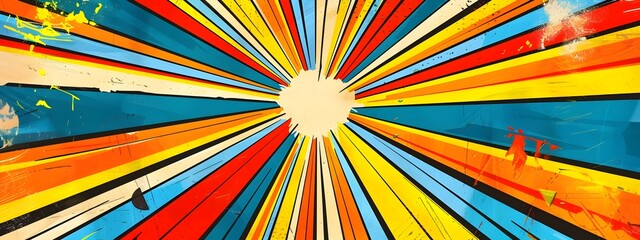 Fototapeta premium Vibrant Radial Burst in Classic Comic Book Style With Bright Colors