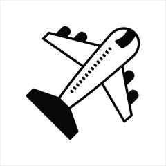 airplane icon with white background vector stock illustration