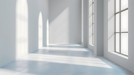 Fototapeta premium Clean White Gradient Background with Subtle Shadows for Versatile Product Mockup and Presentation Concepts