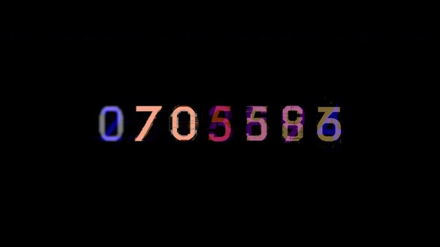 Digitally create a visually striking number sequence with vibrant colors for display in low light