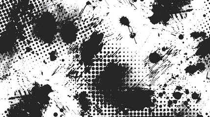 Fototapeta premium abstract seamless pattern, halftone and splatter design, grunge texture, monochrome color palette, vintage style vector illustration