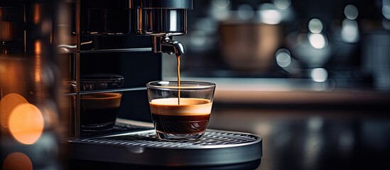 Capsule coffee machine for brewing coffee with a copy space image