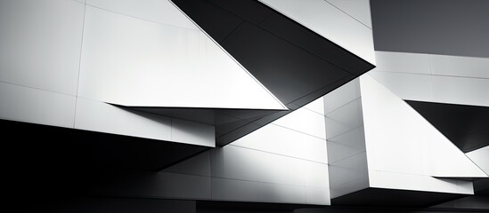 Abstract black and white industrial background showcasing modern architecture fragments with angular structure ideal for a copy space image